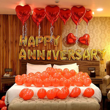 Anniversary Celebration, Golden Foil Balloons, Romantic Decoration